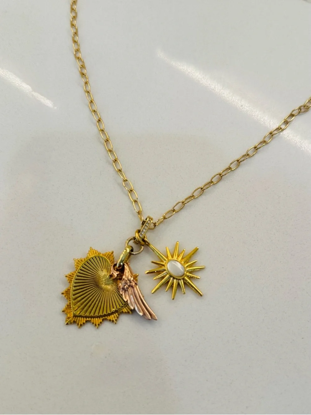 Vintage Gold Pendant Necklace with CZ Accent - Picture 2 of 3